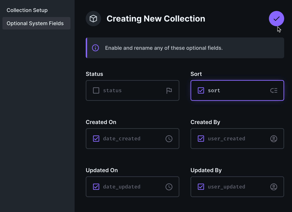 Create new collection for short links