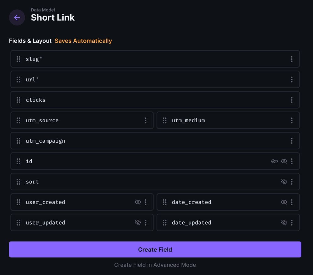 Data model overview for short link